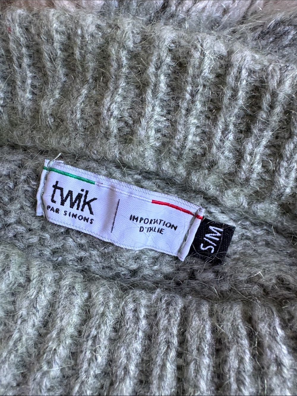 Mohair Striped Green and Cream Cozy Knit Sweater - Picture 6 of 7
